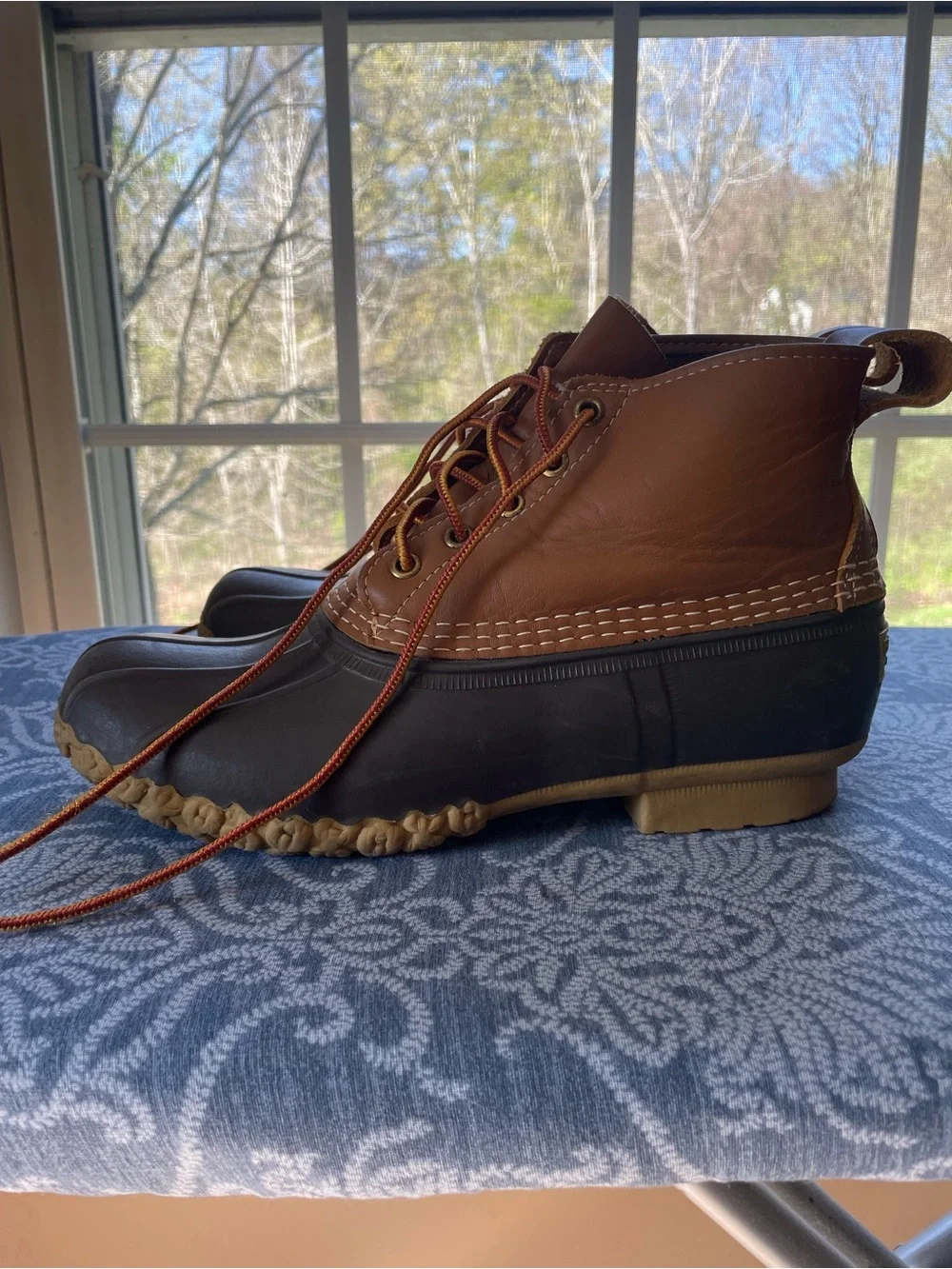 L.L. Bean Brown Leather and Dark Brown Rubber Lace-Up Duck Boots